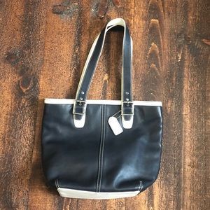 Navy and White Coach Purse